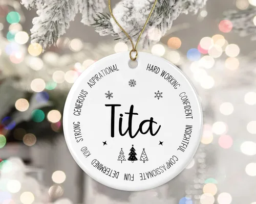 Vista 2 de Adorno descriptivo de Tita, adorno de Tita de la mejor historia, regalo de recuerdo de Navidad de hija o hijo, nuevo adorno de Tita, primero