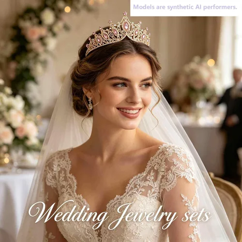 Vista 2 de Kamirola Corona de Reina Barroca, Corona Nupcial de Boda con Diamantes de Imitación y Tiaras Diadema de Cristal Para Cumpleaños Baile de Graduación