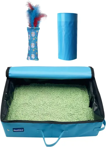 Vista 12 de PetLike Caja de arena de viaje para gatos, caja de arena portátil a prueba de fugas, bandeja de inodoro plegable para gatos pequeños y medianos