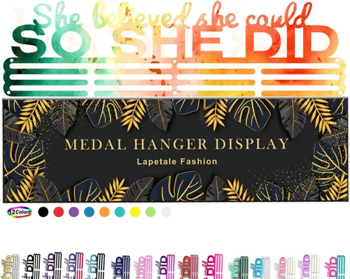 Vista 21 de Ella Creyó Que Podía ASI LO HIZO Soporte de Medallas de Carreras Colgador de Pared, Exhibición de Medallas de Maratón y Corredor, Exhibición