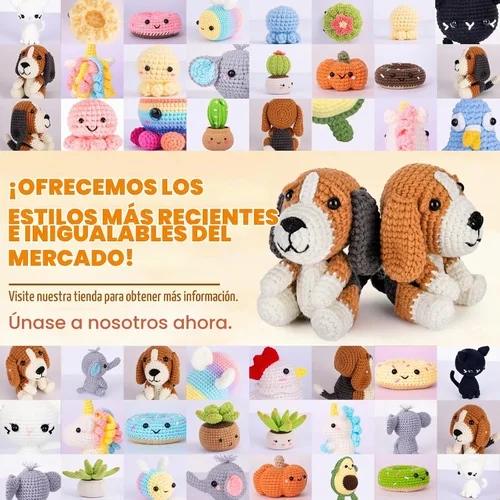 Vista 5 de Kit de ganchillo Crochetta para principiantes, kit de ganchillo para principiantes para adultos con videotutoriales paso a paso, kits de animales