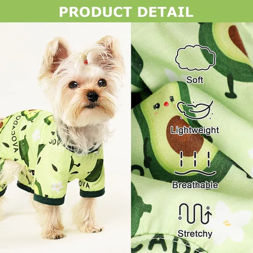 Vista 2 de Pijamas para perros de primavera y verano, ropa para perros pequeños y niñas – Niños – Perros de tamaño mediano, ropa suave y elástica para Verde