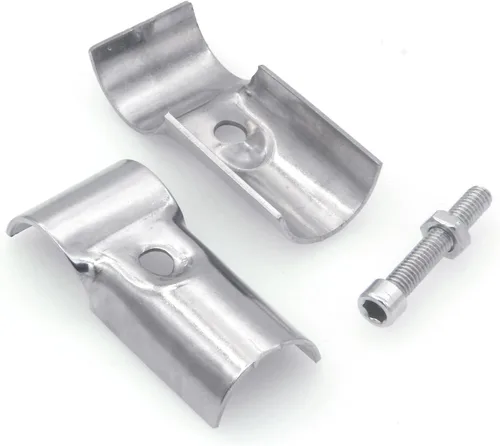 Vista 4 de 6 juegos de abrazaderas en T, acero inoxidable, plateado, abrazaderas para tubos, 1-1/4" DE, 32MM
