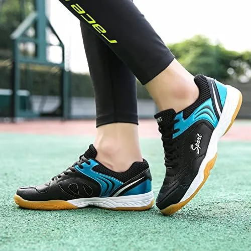 Vista 4 de Zapatos de pickleball para hombre, ligeros, antideslizantes, de bádminton, de caña baja, para interiores y exteriores, zapatos de entrenamiento
