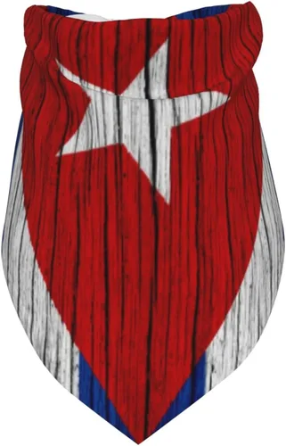 Vista 3 de Textura de madera bandera cubana perro bandana bufanda triángulo baberos accesorios mascotas gato pañuelo