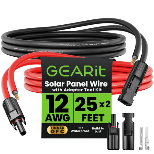 Vista 11 de GEARit - Cable de extensión de panel solar MC4 a MC4 de 10 AWG de 50 pies cada uno (100 pies en total), cable fotovoltaico de cobre estañado, par