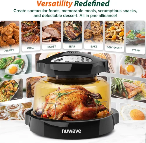 Vista 3 de Nuwave Horno infrarrojo Pro Plus 2, encimera, convección, cocina fresca o congelada, sin descongelación ni precalentamiento, cocina saludable, calor