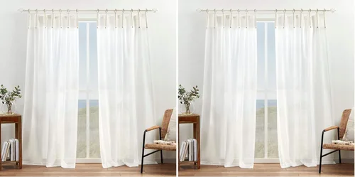 Vista 8 de Exclusive Home Hawkins Paneles de cortina con anillo superior de bronce transparente, 54 x 84 pulgadas, natural, juego de 2