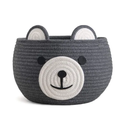 Vista 8 de CherryNow Cesta de cuerda tejida, cestas de oso para regalos vacías, cesta de almacenamiento grande para sala de estar, guardería, cestas