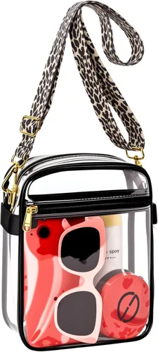 Vista 9 de MAY TREE Clear Bag for Stadium Events, 8.5x6.8x3 Inches Stadium Approved 0.4mm Thickened PVC, Front Pocket, Removable Adjustable Strap, Clear
