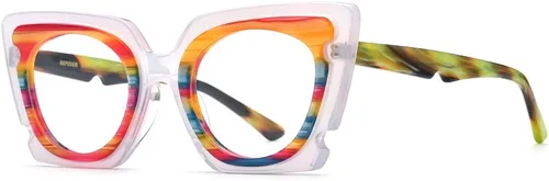 Vista 9 de HEPIDEM Gafas de acetato multicolor degradadas con marco para mujer, gafas grandes grandes 2023
