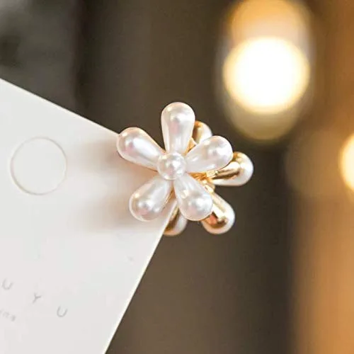 Vista 3 de 5 piezas de mini pinzas de perlas con diseño de flores para mujeres y niñas