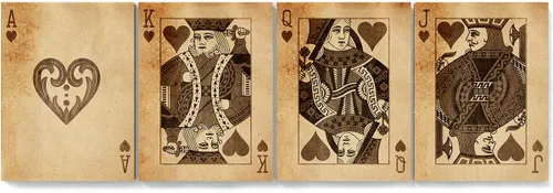 Vista 13 de Juego de 4 tarjetas Ace tamaño pequeño 4x 12 x 16 pulgadas / 0.75 pulgadas, arte en lienzo – Baraja de casino de sala de juegos de cartas vintage