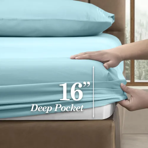 Vista 3 de CELINE LINEN Juego de sábanas de microfibra de 4 piezas prémium de calidad hotelera 1800, resistente a las arrugas - Ropa de cama de lujo ultra