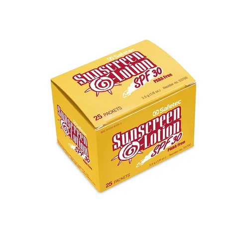 Vista 3 de Safetec Protector solar, 0.12 oz. (.123 oz.) Bolsa 25ct. Caja (24 cajas/caja) SPF 30