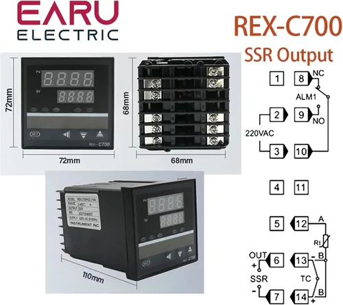 Vista 5 de PID Digital Intelligent Industrial Temperature Controller K Universal Input REX-C100 C400 C700 C900 Thermostat SSR Relay Output(C100 SSR)