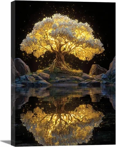 Vista 29 de VOCBAN Tree of Life Wall Art The Picture Artwork Canvas Prints Tree Pictures Poster Retro Artwork for Bedroom Living Room Home Decoration(blue blue