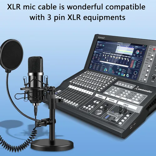 Vista 3 de CERRXIAN Cable en espiral de micrófono XLR, macho a hembra, cable X-L-R equilibrado de 8 pies, cables de micrófono de cobre sin oxígeno, cables