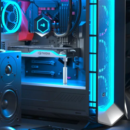 Vista 5 de Soporte de GPU en Blanco, Soporte para Tarjeta Gráfica, Soporte de GPU, Soporte de Tarjeta de Video con Imán para Evitar Hundimiento, Soporte de GPU