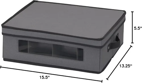 Vista 8 de Household Essentials Cofre para Tazas de Porcelana con 12 Compartimentos de Almacenamiento, con Ventana y Asas Laterales, Perfecto para Porcelana