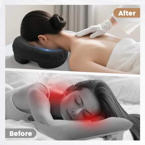 Vista 7 de Kakalote Reposacabezas de masaje para cama, almohada ergonómica de masaje de espuma viscoelástica para spa, siesta y cuidado de la piel (negro)