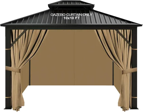 Vista 9 de slashome - Cortinas impermeables para gazebo de 10'x10', para exteriores, negras, universales, de repuesto, 4 paneles, paredes laterales
