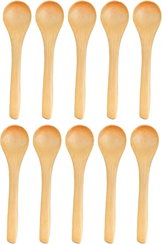 Vista 8 de BambooMN Cucharas de bambú para servir, mini cuchara de azúcar con sal, pequeñas cucharas de madera para especias, ovalada negra de 3.5 pulgadas, 10