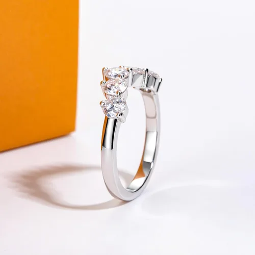 Vista 7 de Anillos de eternidad de moissanita, anillos de boda, color D, claridad VVS1, redondo, corte brillante, plata de ley 925, 56 piedras, anillos
