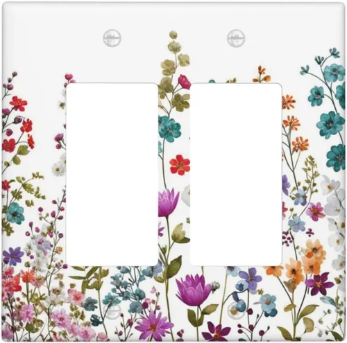 Vista 69 de Cubiertas de pared de lodge rústico retro con diseño de osos, ciervos y animales salvajes. Placas de pared dúplex simples para interruptor de luz.