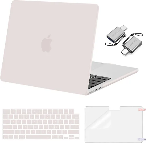 Vista 27 de Mosiso Funda para MacBook Air de 13 y 13.6 pulgadas, 2024, 2023 y 2022, M3 A3113, M2 A2681, Touch ID, carcasa rígida, cubierta de teclado, protector
