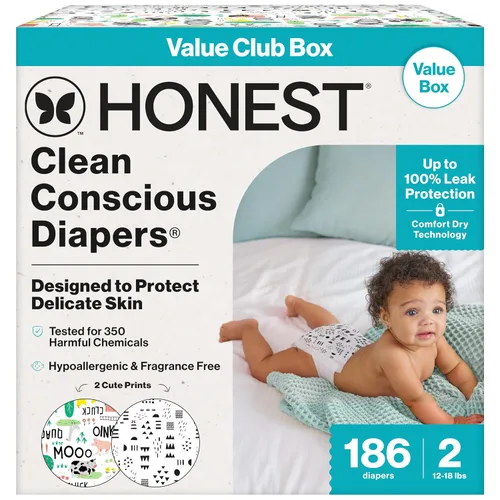 Vista 14 de The Honest Company Pañales, paquete económico, protección contra fugas 2-Color múltiple