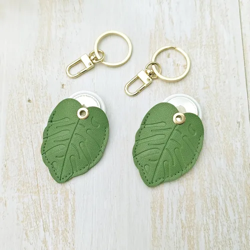 Vista 8 de CATCH ON Paquete de 2 fundas de cuero para Airtag para llavero, bonitos accesorios Kawaii adecuados para Airtag