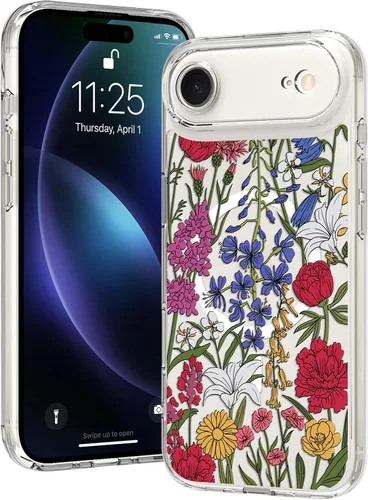 Vista 38 de OOK Magnetic for iPhone 17 Case Clear Pretty Flower Girls Women [Not Yellowing][Screen Protector] [ MagSafe Compatible] with Full Camera Lens