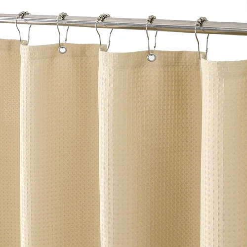 Vista 10 de MISS SELECTEX Cortina de ducha de tela lavable a máquina, clásica tela gruesa de punto gofre, duradera para baño, tela repelente al agua de alta