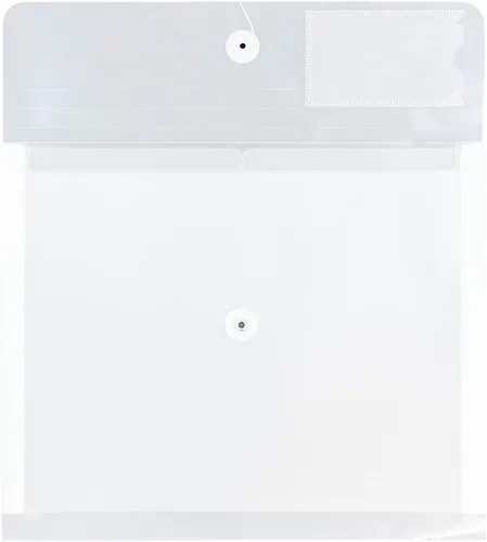 Vista 2 de JAM PAPER Sobres de plástico con cierre de botón y cordón y 2 divisores, folleto de cartas, 3 3/4 x 10 1/2, transparente, paquete de 3