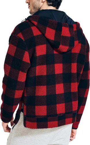 Vista 2 de Nautica Sudadera con capucha estampada de piel de oveja sintética para hombre