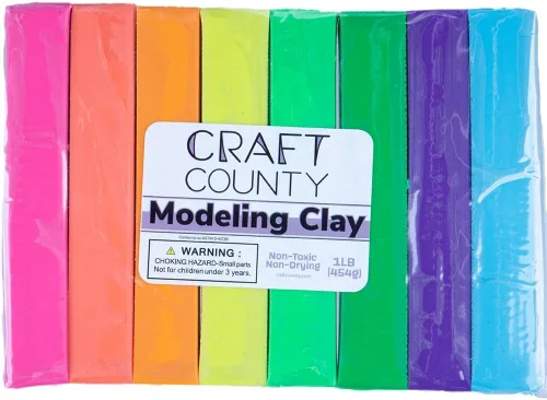 Vista 7 de Craft County Arcilla para modelar – 1 libra (ocho barras de colores surtidos) – Uso para arcilla, modelos y stop motion (diversión otoñal)