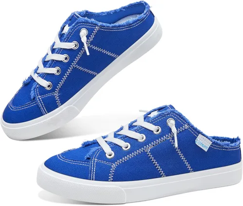 Vista 23 de Obtaom Sandalias de lona para mujer con espuma viscoelástica Clipper, tenis de moda, cómodas, fáciles de poner, sandalias sin tacón para mujer Beige