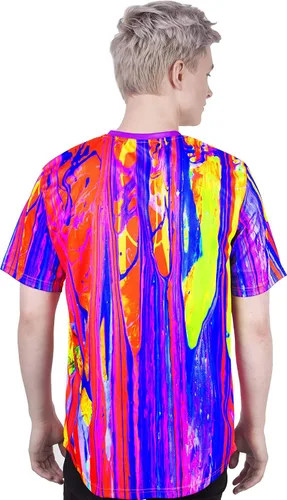 Vista 9 de aofmoka - Camiseta ultravioleta hecha a mano, reactiva a luz negra, con impresión decorativa Crema ácida