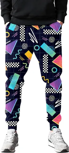 Vista 2 de Pantalones deportivos de moda estilo de los años 80 para hombre, pantalones deportivos divertidos para hombre, pantalones deportivos casuales