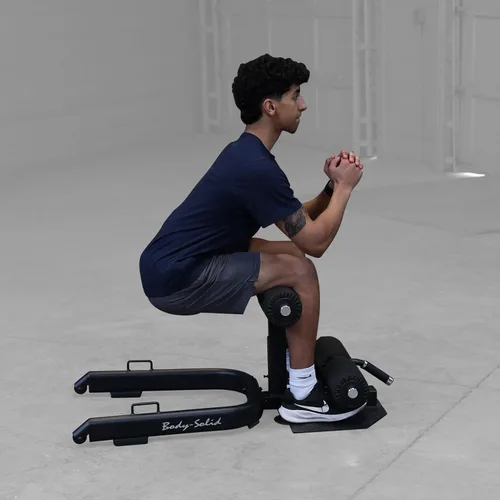 Vista 2 de Body-Solid GSS50 Banco ajustable para sentadillas para entrenamiento de gimnasio en casa, máquina de ejercicio de piernas, gris