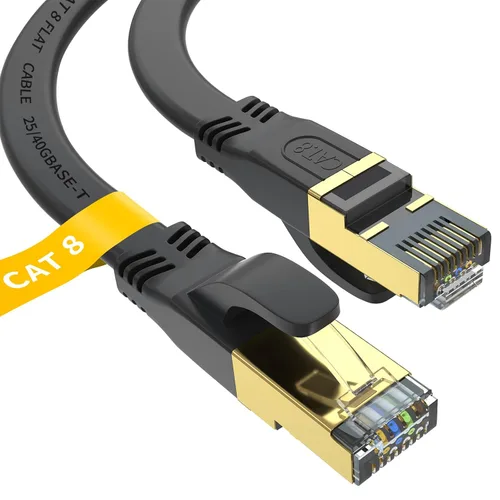 Vista 9 de Cable Ethernet Cat 8 de 3 pies, cable de red LAN de alta velocidad para exteriores e interiores, cable de conexión SFTP chapado en oro RJ45 de 40