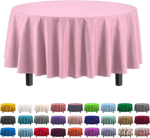 Vista 39 de Party Solids Paquete de 6 manteles de plástico prémium de 54 pulgadas x 108 pulgadas. Cubierta de mesa rectangular de plástico - Aqua