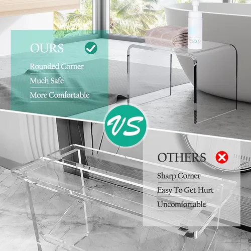 Vista 8 de uyoyous Banco de ducha y taburete de acrílico de 13 pulgadas, capacidad de 250 libras, asiento de baño impermeable, taburete de plástico