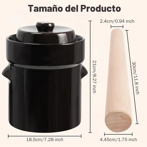 Vista 3 de SEEUTEK Tarro de fermentación de 1/2 galón para escabeche kimchi de chucrut