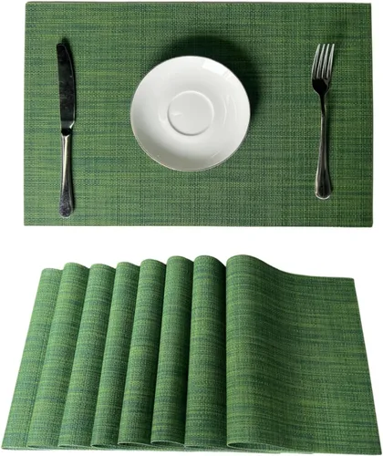 Vista 22 de WAZAIGUR Juego de 4 manteles individuales para mesa de comedor, resistentes al calor, lavables, manteles individuales de vinilo tejido, fáciles