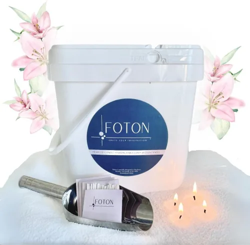 Vista 10 de Foton Pearled Candle - Vela de cera en polvo de 18 onzas – Velas de arena de cera en polvo con aroma a abeto navideño festivo, no tóxicas, de larga