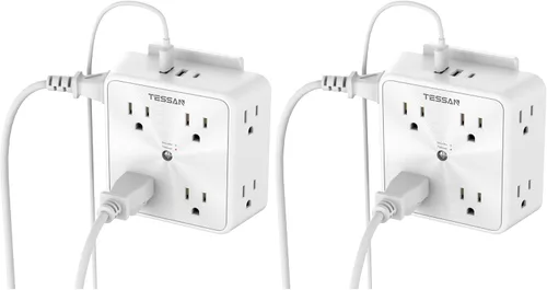 Vista 8 de Protector de sobretensiones Extensor de 8 salidas, TESSAN Divisor de múltiples enchufes con 3 cargadores de pared USB (1 USB C), tira