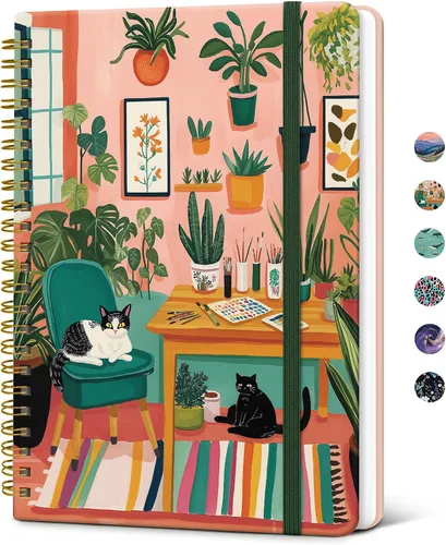 Vista 20 de Taja Cuaderno de Diario en Espiral con Líneas para Mujeres, A5 Lindo Cuaderno de Tapa Dura con Rayas Universitarias para Trabajo y Toma de Notas