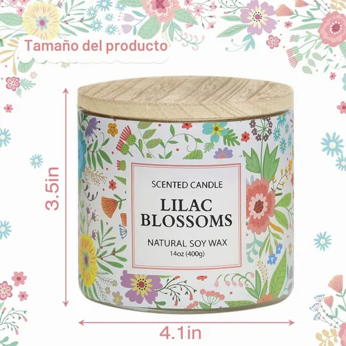 Vista 4 de Vela de primavera, vela perfumada floral, vela perfumada Blossoms Gardenia, 3 mechas grandes, 14 onzas